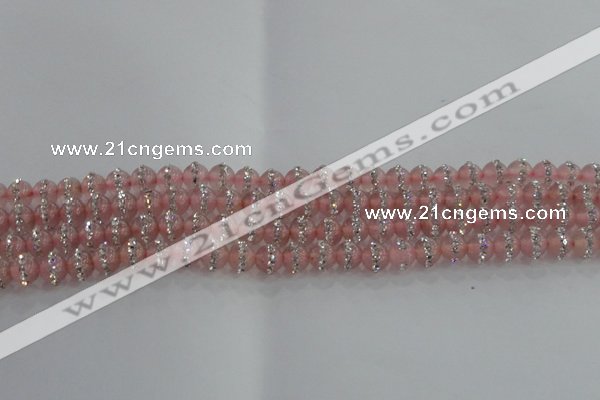 CCN4605 15.5 inches 6mm round candy jade with rhinestone beads