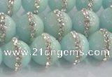 CCN4612 15.5 inches 10mm round candy jade with rhinestone beads