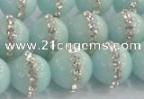 CCN4613 15.5 inches 12mm round candy jade with rhinestone beads