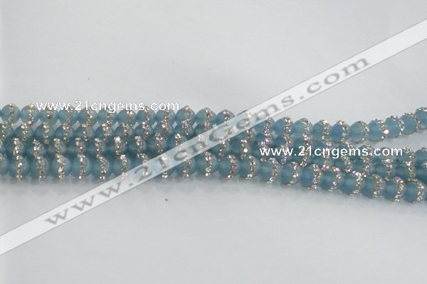 CCN4615 15.5 inches 6mm round candy jade with rhinestone beads