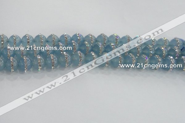 CCN4618 15.5 inches 12mm round candy jade with rhinestone beads