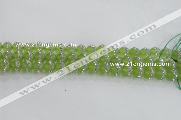 CCN4620 15.5 inches 6mm round candy jade with rhinestone beads