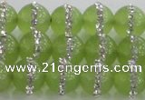 CCN4623 15.5 inches 12mm round candy jade with rhinestone beads