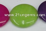 CCN510 15.5 inches 30mm flat round candy jade beads wholesale