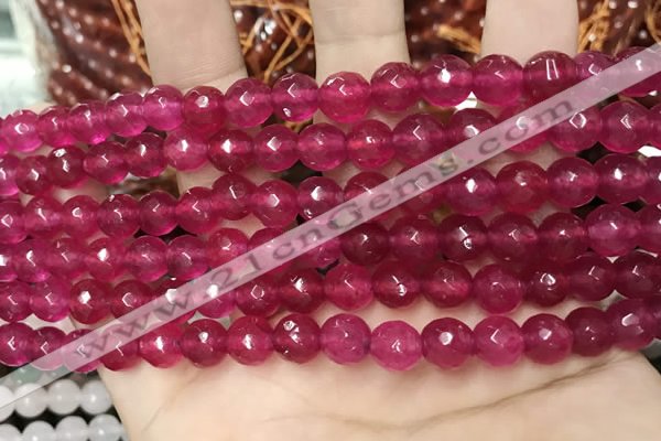 CCN5731 15 inches 8mm faceted round candy jade beads