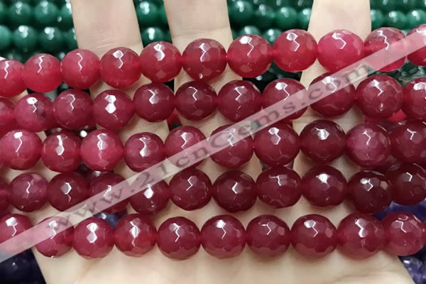 CCN5812 15 inches 10mm faceted round candy jade beads