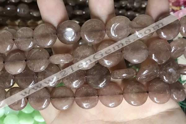 CCN5866 15 inches 15mm flat round candy jade beads Wholesale