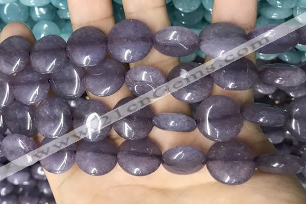 CCN5871 15 inches 15mm flat round candy jade beads Wholesale