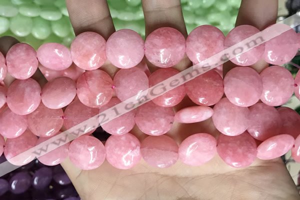 CCN5878 15 inches 15mm flat round candy jade beads Wholesale