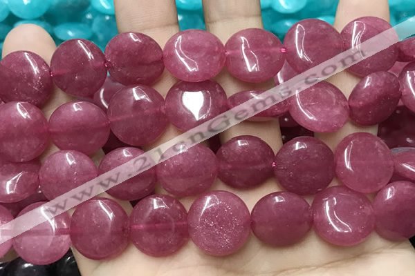 CCN5884 15 inches 15mm flat round candy jade beads Wholesale