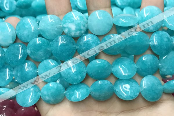 CCN5895 15 inches 15mm flat round candy jade beads Wholesale