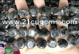 CCN5918 15 inches 15mm flat round black labradorite beads Wholesale