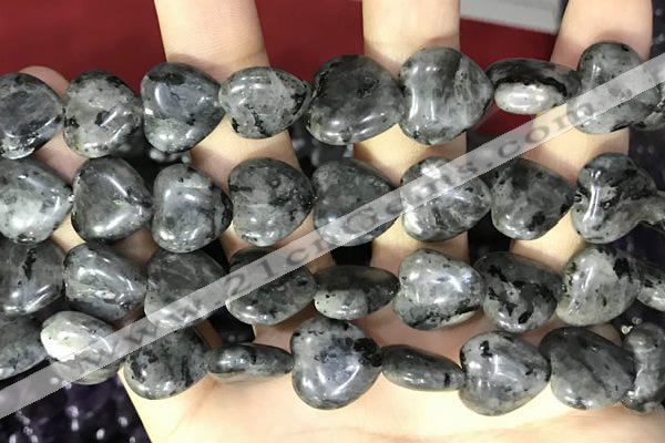 CCN5963 15 inches 14*14mm heart black labradorite beads Wholesale