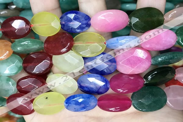 CCN5978 15 inches 13*18mm faceted oval candy jade beads
