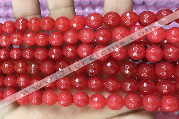 CCN6304 15.5 inches 8mm faceted round candy jade beads Wholesale