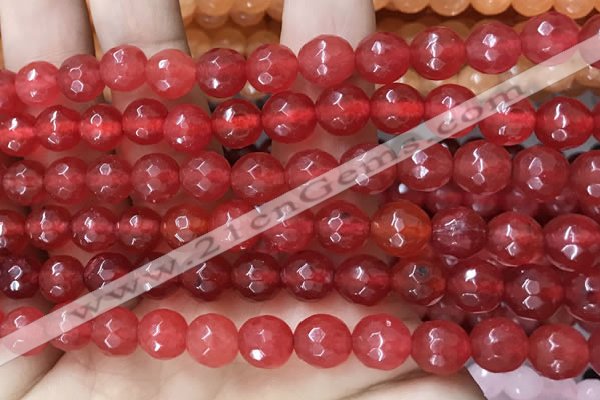 CCN6307 15.5 inches 8mm faceted round candy jade beads Wholesale