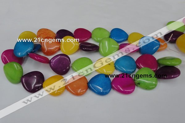 CCN729 15.5 inches 25*25mm heart candy jade beads wholesale