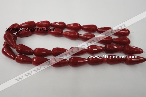 CCN992 15.5 inches 13*25mm faceted teardrop candy jade beads