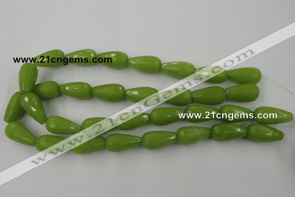 CCN997 15.5 inches 13*25mm faceted teardrop candy jade beads