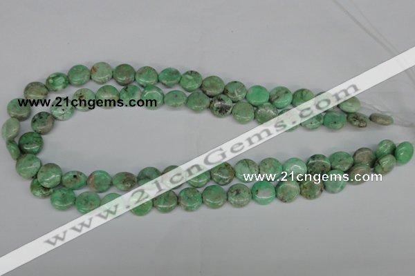 CCO111 15.5 inches 12mm flat round dyed natural chrysotine beads