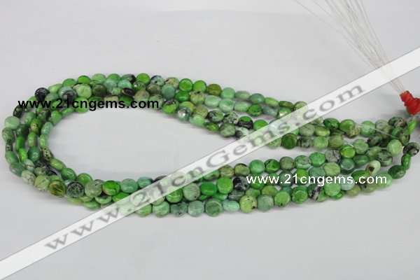 CCO130 15.5 inches 8mm flat round dyed natural chrysotine beads