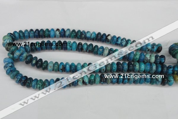 CCO172 15.5 inches 6*12mm rondelle dyed natural chrysotine beads