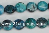 CCO175 15.5 inches 12mm flat round dyed natural chrysotine beads