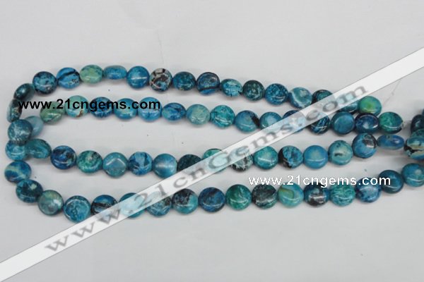 CCO175 15.5 inches 12mm flat round dyed natural chrysotine beads