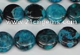 CCO176 15.5 inches 14mm flat round dyed natural chrysotine beads