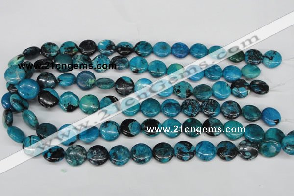 CCO176 15.5 inches 14mm flat round dyed natural chrysotine beads