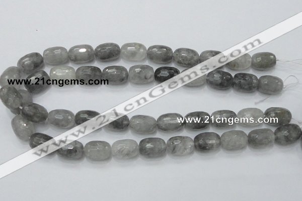 CCQ101 15.5 inches faceted egg-shaped 13*17mm cloudy quartz beads