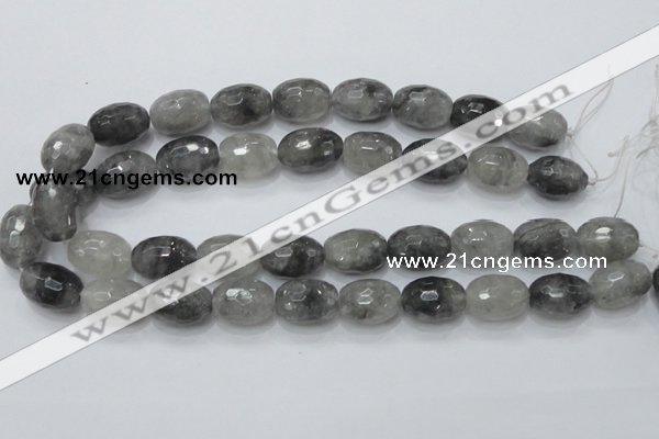 CCQ102 15.5 inches 15*20mm faceted egg-shaped cloudy quartz beads