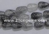 CCQ103 15.5 inches 8*12mm teardrop cloudy quartz beads wholesale