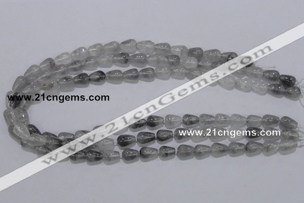 CCQ103 15.5 inches 8*12mm teardrop cloudy quartz beads wholesale