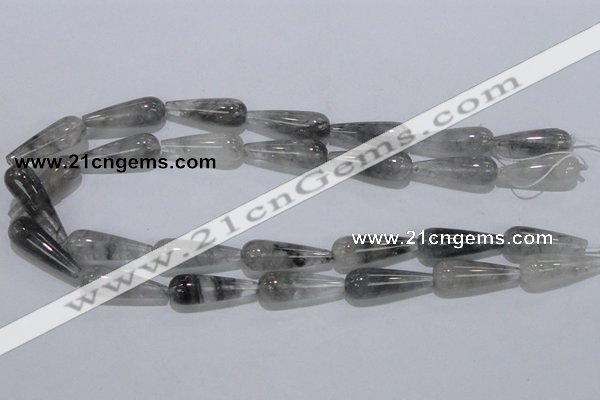 CCQ105 15.5 inches 10*30mm teardrop cloudy quartz beads wholesale