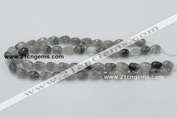 CCQ108 15.5 inches 10*14mm faceted teardrop cloudy quartz beads