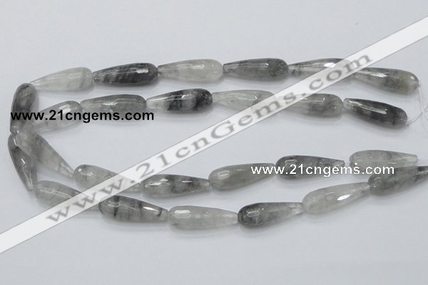 CCQ109 15.5 inches 10*30mm faceted teardrop cloudy quartz beads