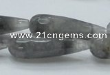 CCQ110 15.5 inches 12*40mm faceted teardrop cloudy quartz beads