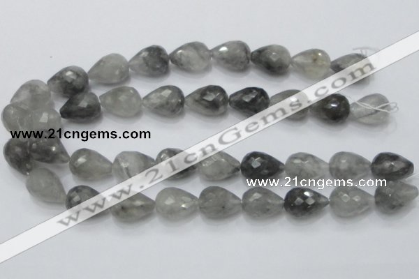 CCQ111 15.5 inches 15*22mm faceted teardrop cloudy quartz beads