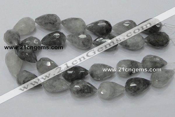 CCQ112 15.5 inches 20*30mm faceted teardrop cloudy quartz beads