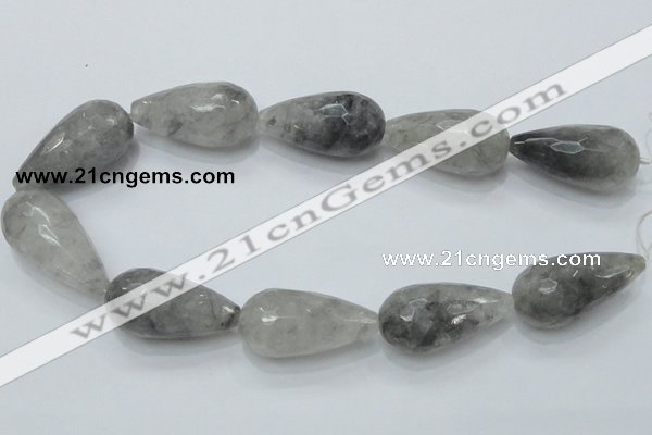 CCQ113 15.5 inches 20*40mm faceted teardrop cloudy quartz beads