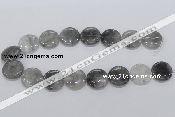 CCQ121 15.5 inches 25mm coin cloudy quartz beads wholesale