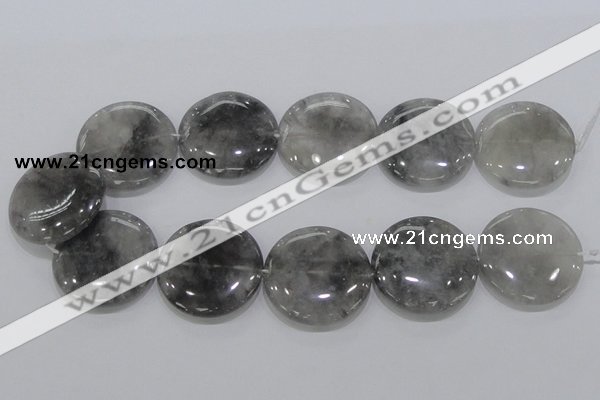 CCQ122 15.5 inches 35mm coin cloudy quartz beads wholesale