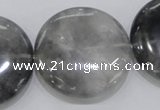 CCQ123 15.5 inches 40mm coin cloudy quartz beads wholesale