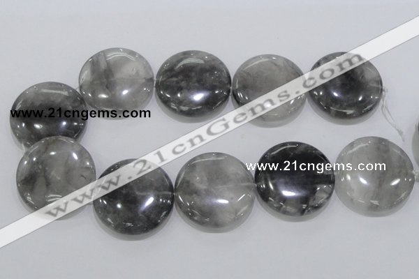 CCQ123 15.5 inches 40mm coin cloudy quartz beads wholesale