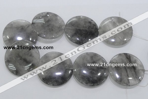 CCQ124 15.5 inches 50mm coin cloudy quartz beads wholesale