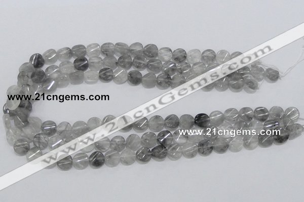 CCQ126 15.5 inches 10mm twisted coin cloudy quartz beads wholesale