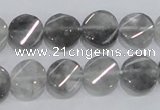 CCQ127 15.5 inches 12mm twisted coin cloudy quartz beads wholesale