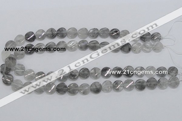 CCQ127 15.5 inches 12mm twisted coin cloudy quartz beads wholesale