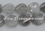 CCQ128 15.5 inches 15mm twisted coin cloudy quartz beads wholesale